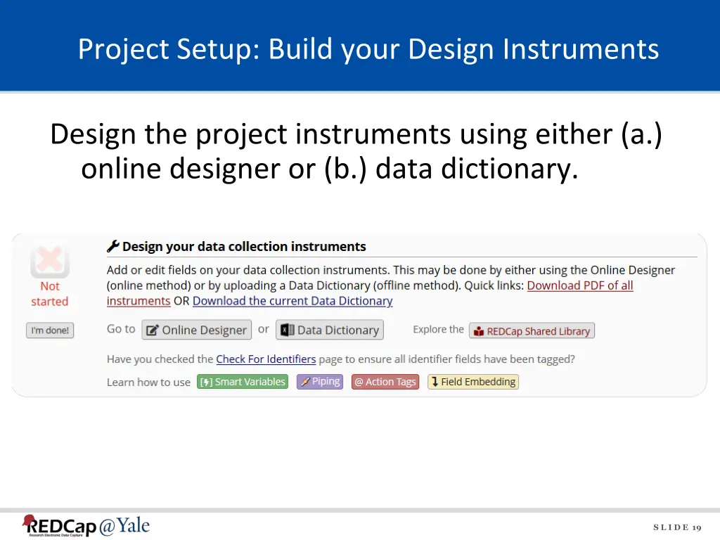 project setup build your design instruments