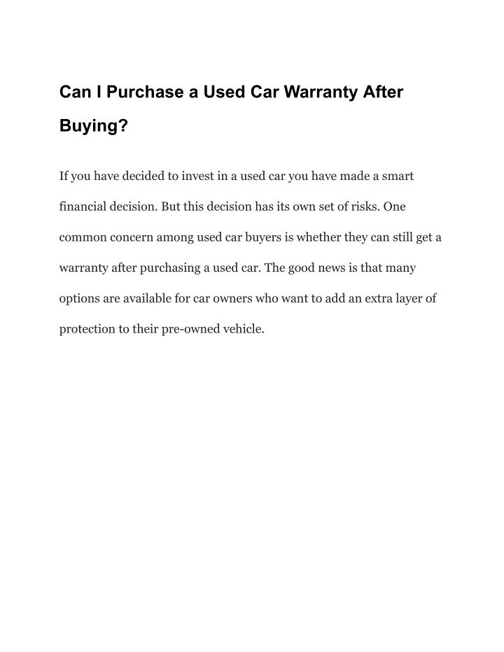 can i purchase a used car warranty after