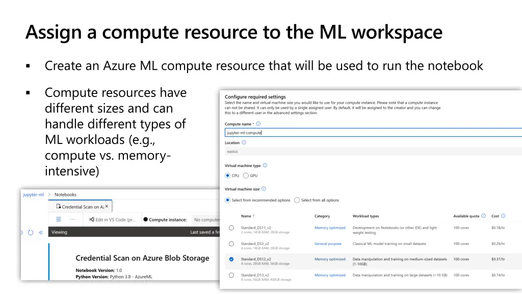 assign a compute resource to the ml workspace