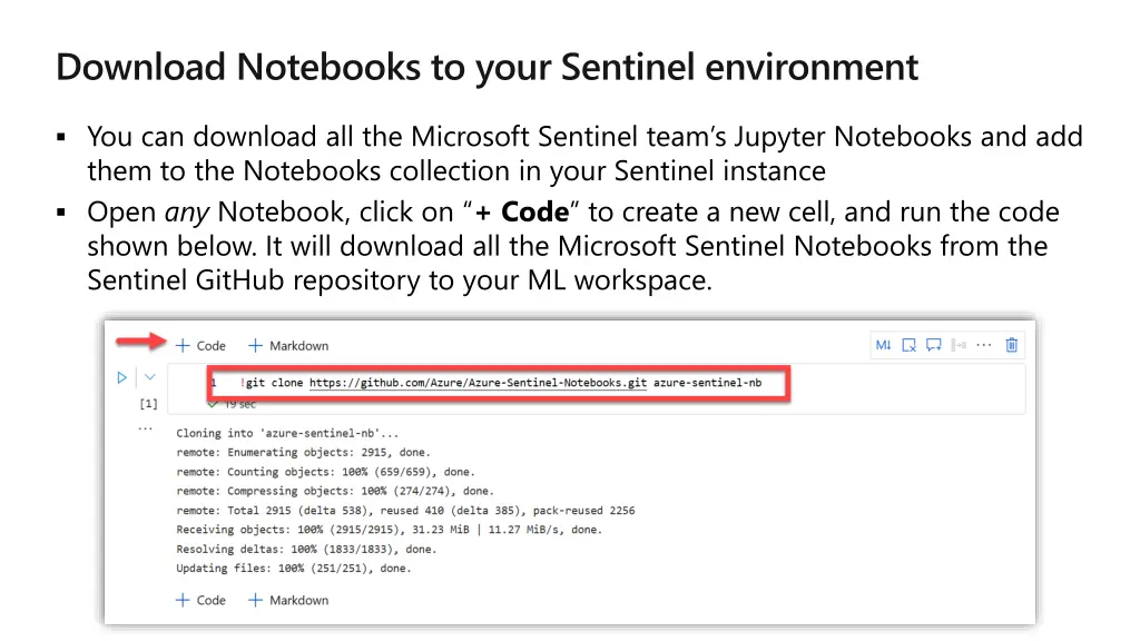 download notebooks to your sentinel environment