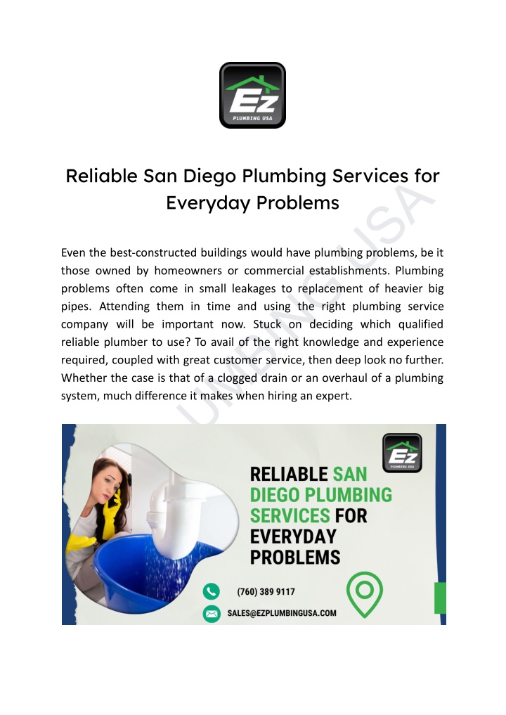 reliable san diego plumbing services for everyday