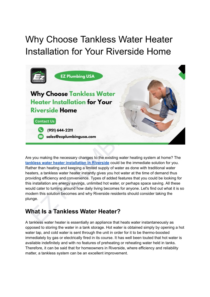 why choose tankless water heater installation