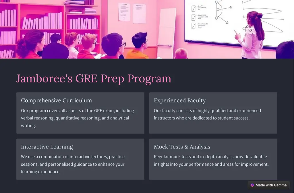 jamboree s gre prep program