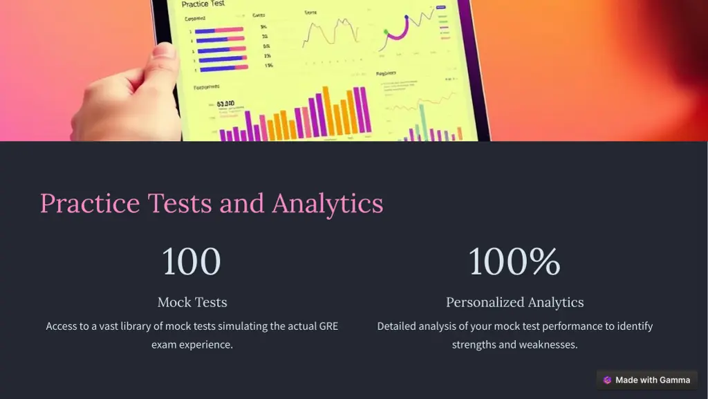 practice tests and analytics 100