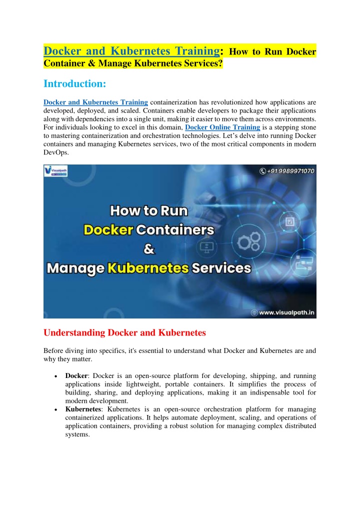 docker and kubernetes training how to run docker