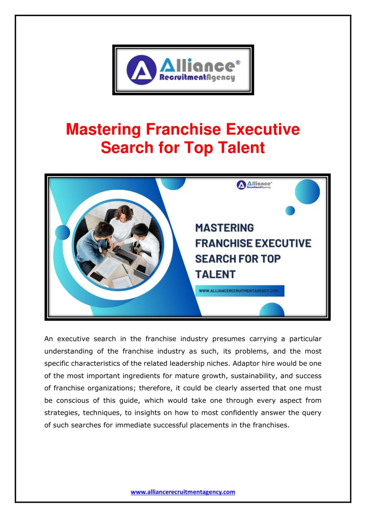 mastering franchise executive search