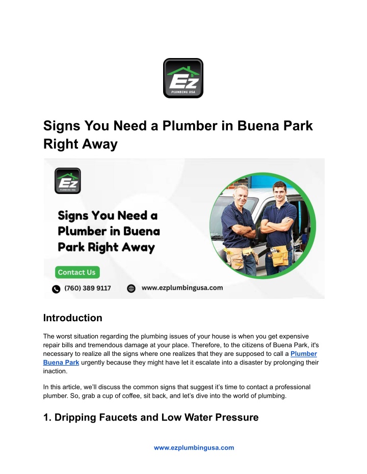 signs you need a plumber in buena park right away