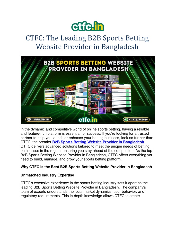 ctfc the leading b2b sports betting website