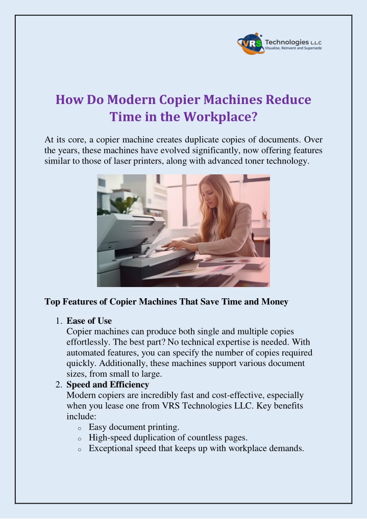 how do modern copier machines reduce time