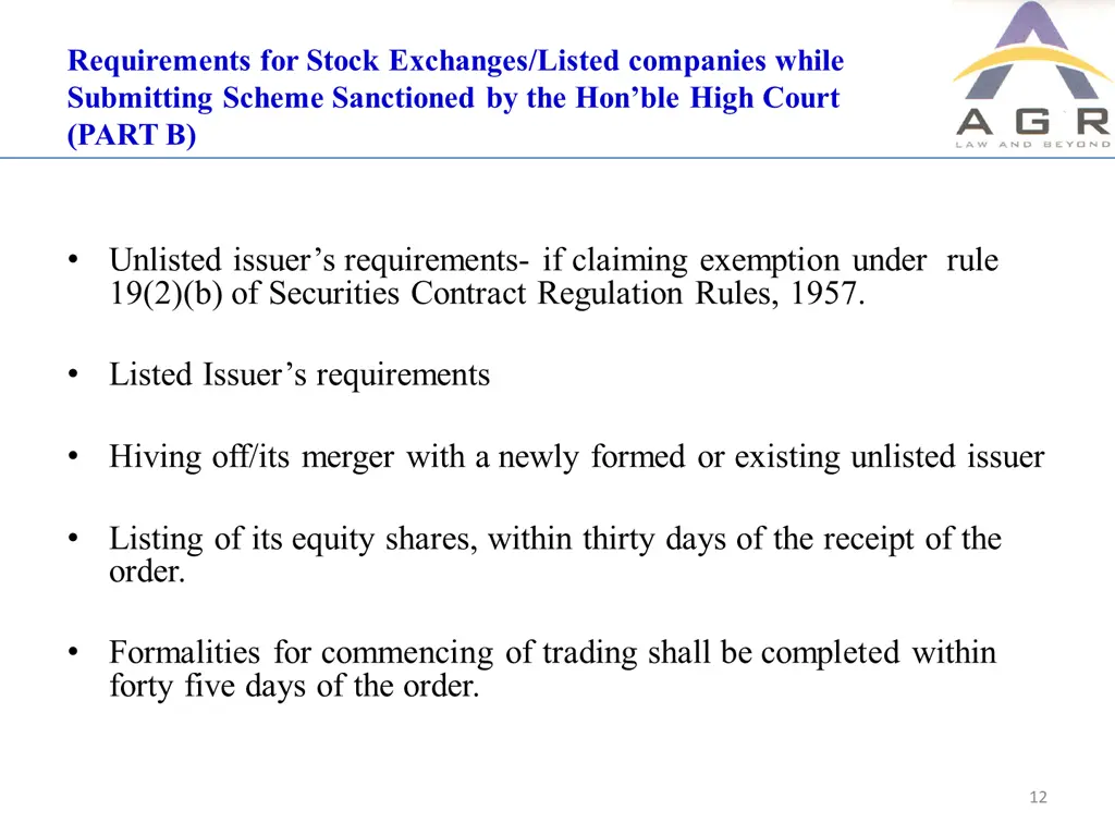 requirements for stock exchanges listed companies