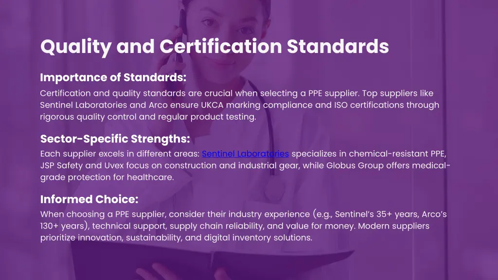 quality and certification standards