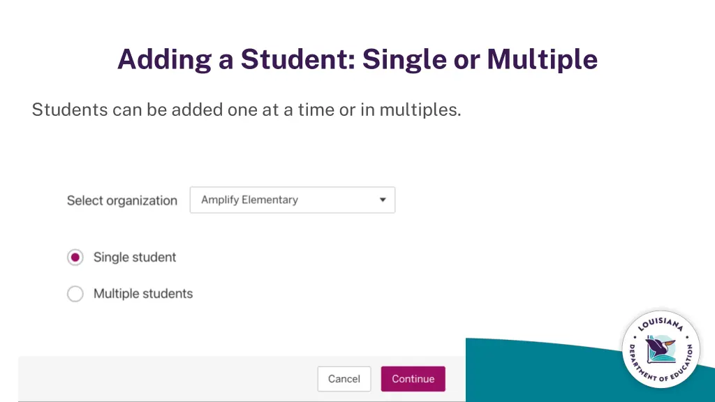 adding a student single or multiple