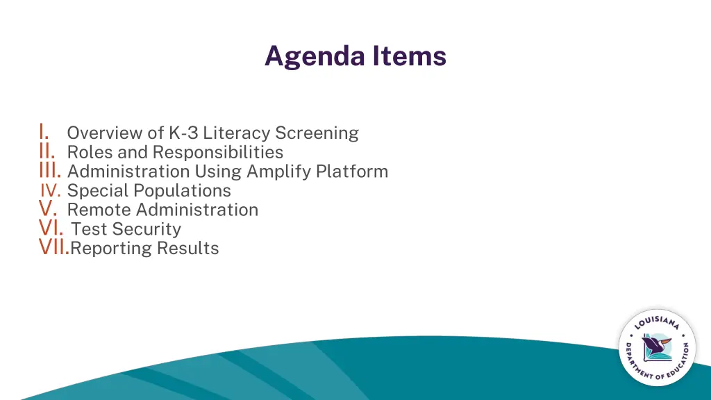 agenda items
