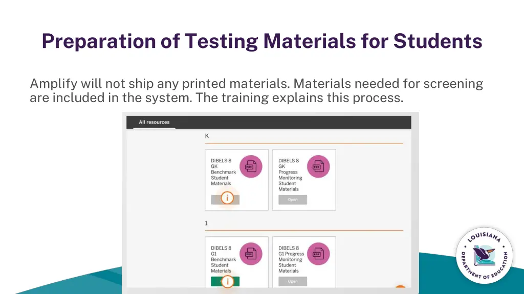 preparation of testing materials for students