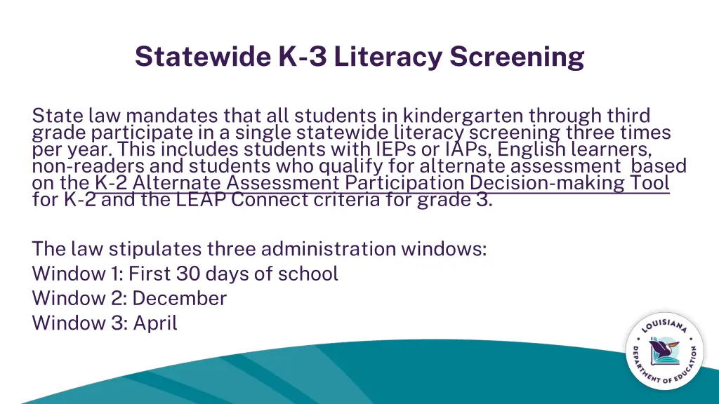 statewide k 3 literacy screening