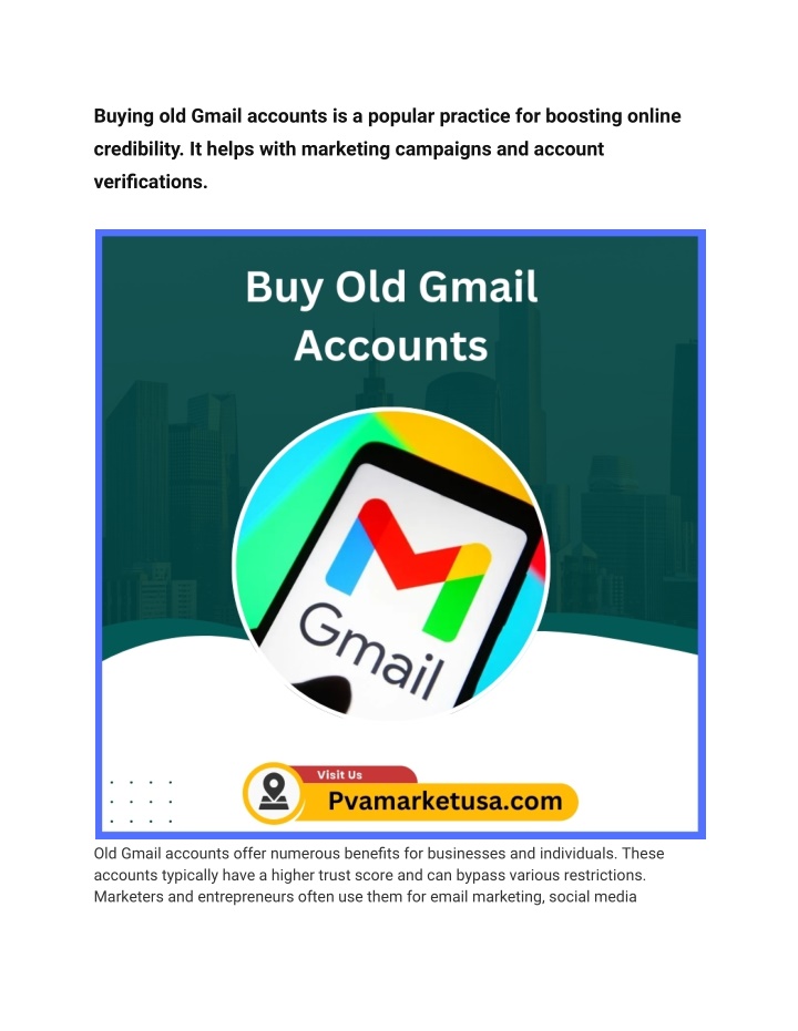 buying old gmail accounts is a popular practice