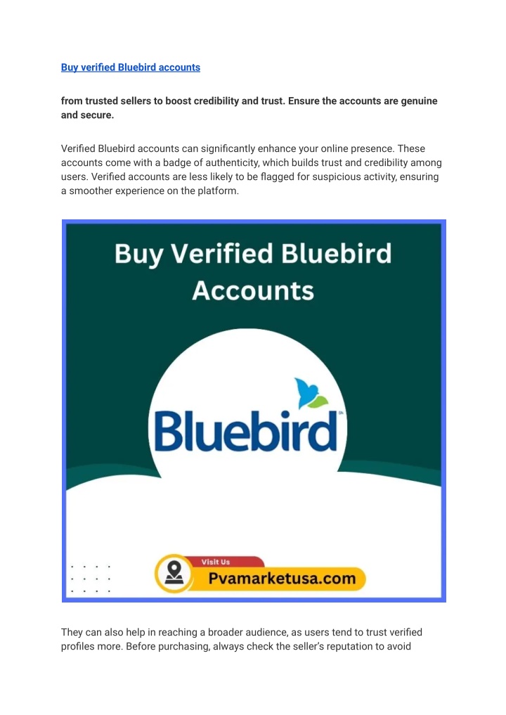 buy verified bluebird accounts