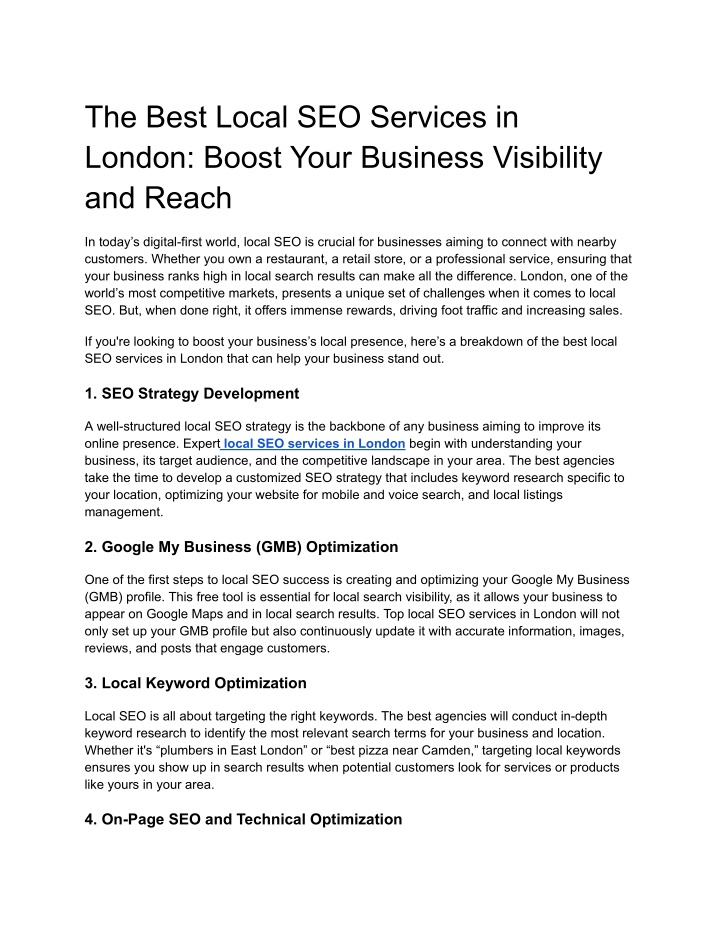 the best local seo services in london boost your