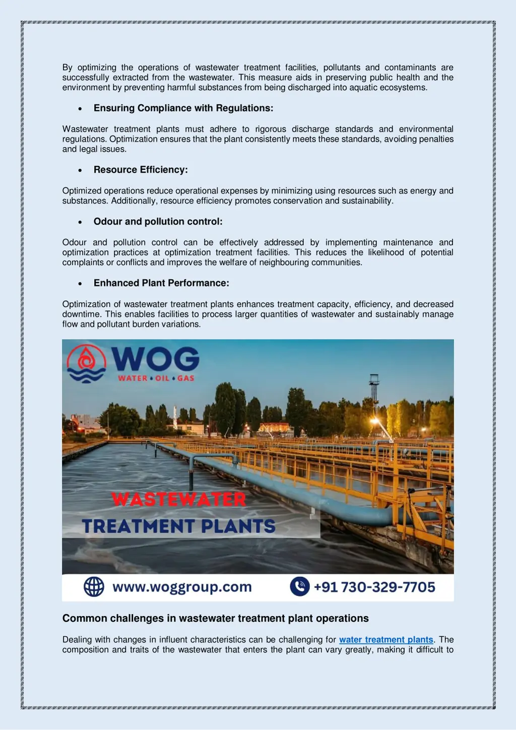 by optimizing the operations of wastewater