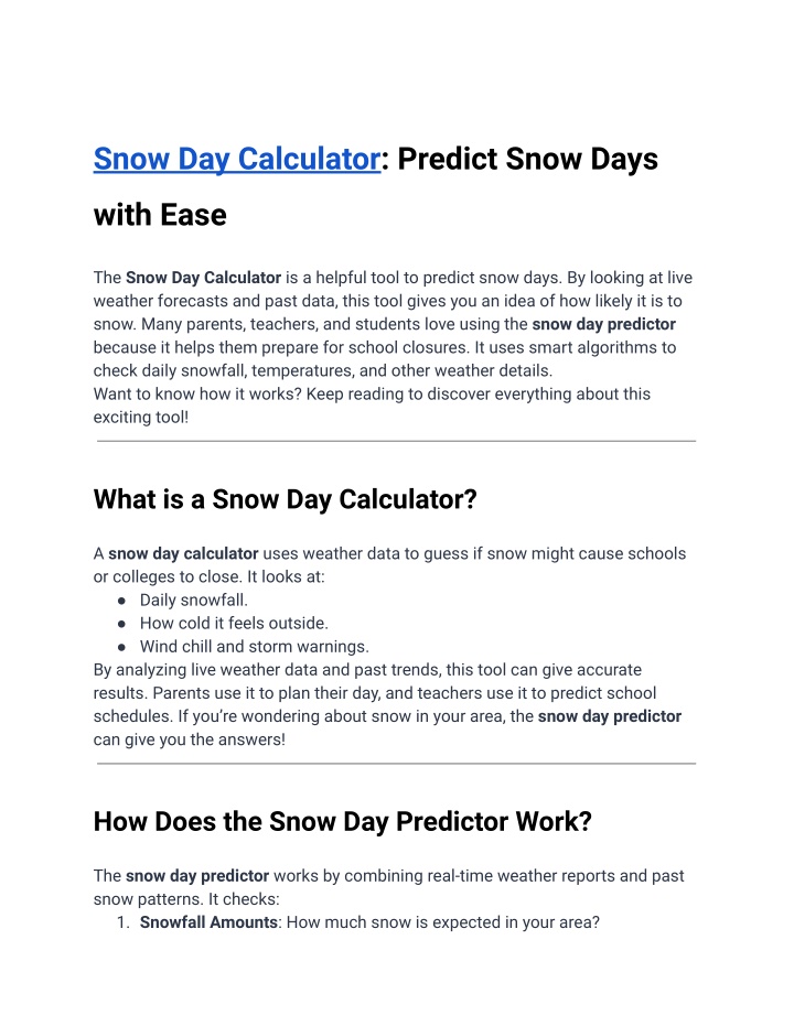 snow day calculator predict snow days