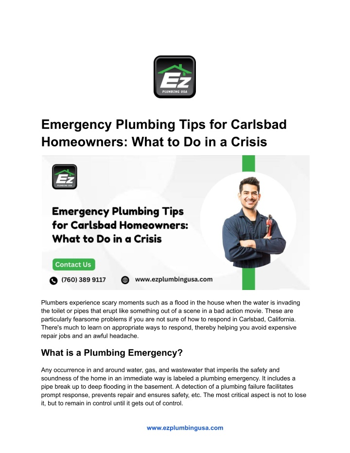 emergency plumbing tips for carlsbad homeowners