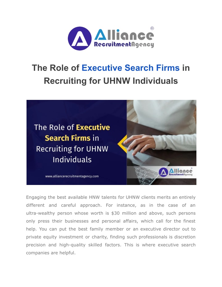 the role of executive search firms in recruiting