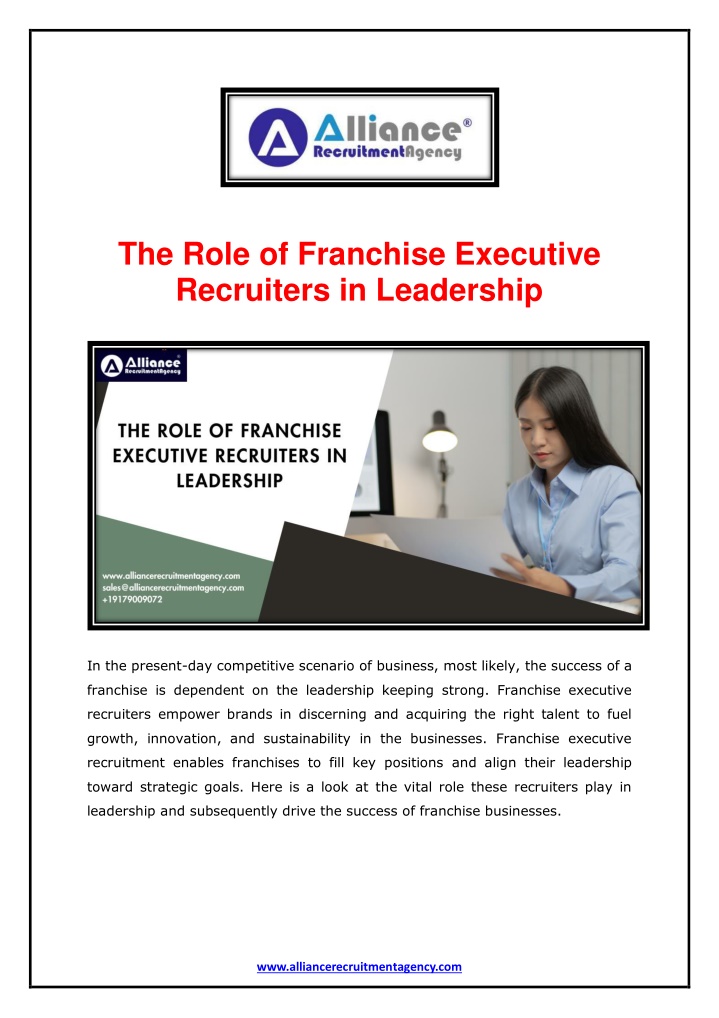 the role of franchise executive recruiters