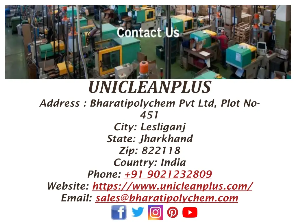 unicleanplus address bharatipolychem pvt ltd plot