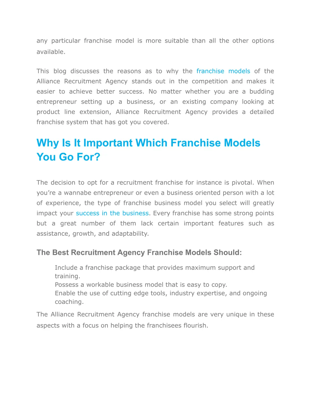 any particular franchise model is more suitable
