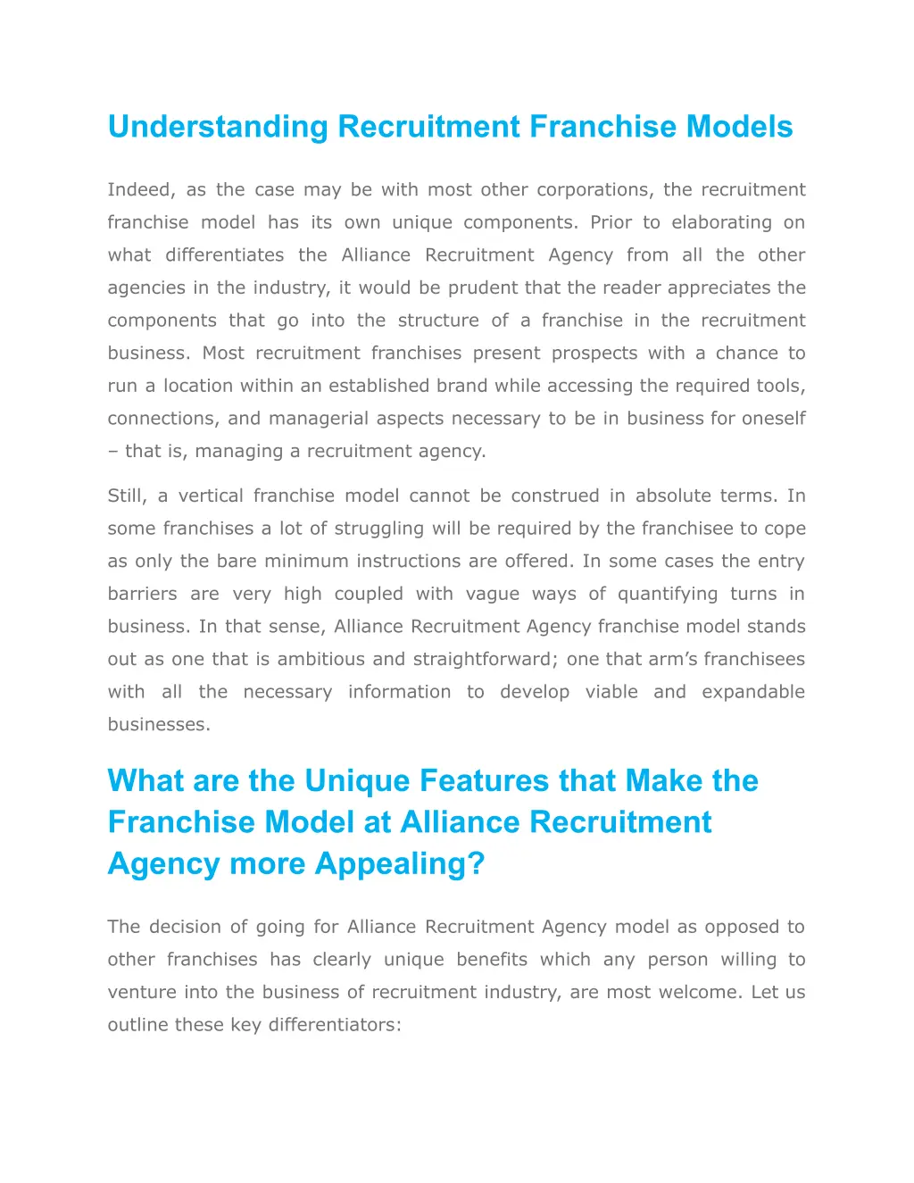 understanding recruitment franchise models