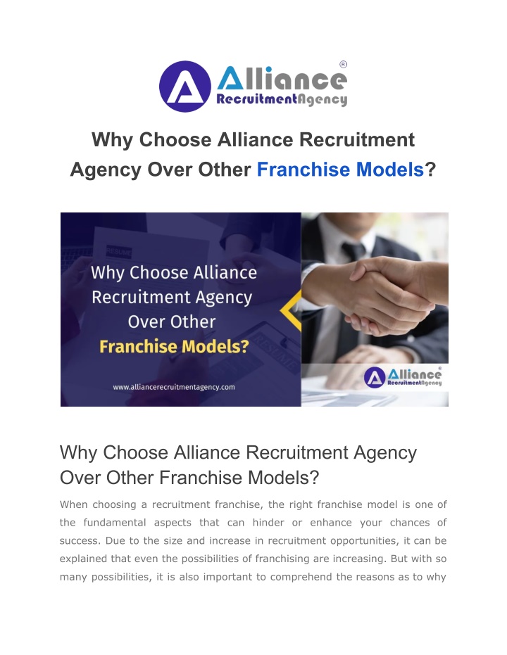 why choose alliance recruitment agency over other