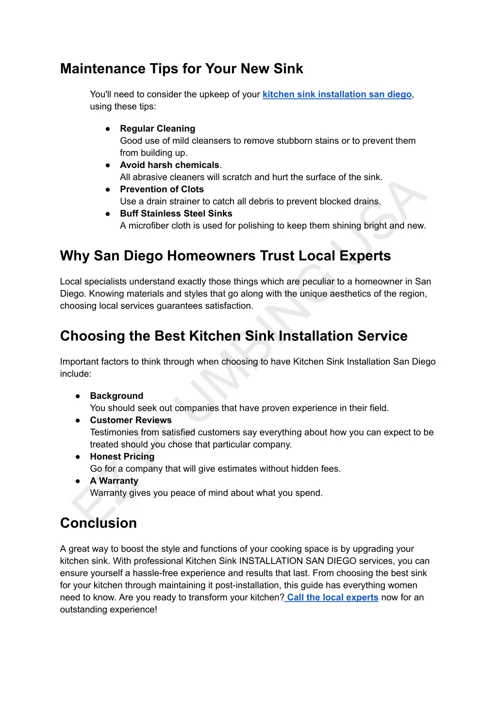 maintenance tips for your new sink