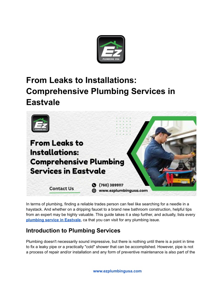 from leaks to installations comprehensive