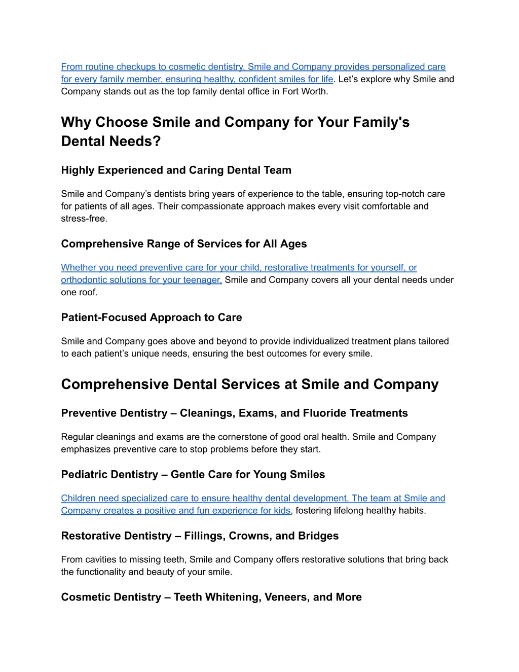 from routine checkups to cosmetic dentistry smile