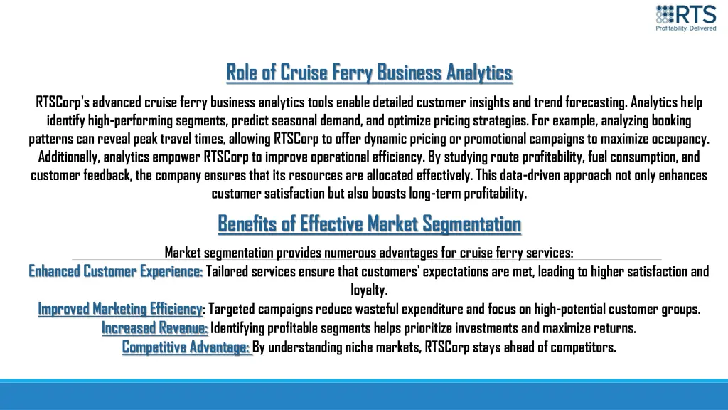 role of cruise ferry business analytics