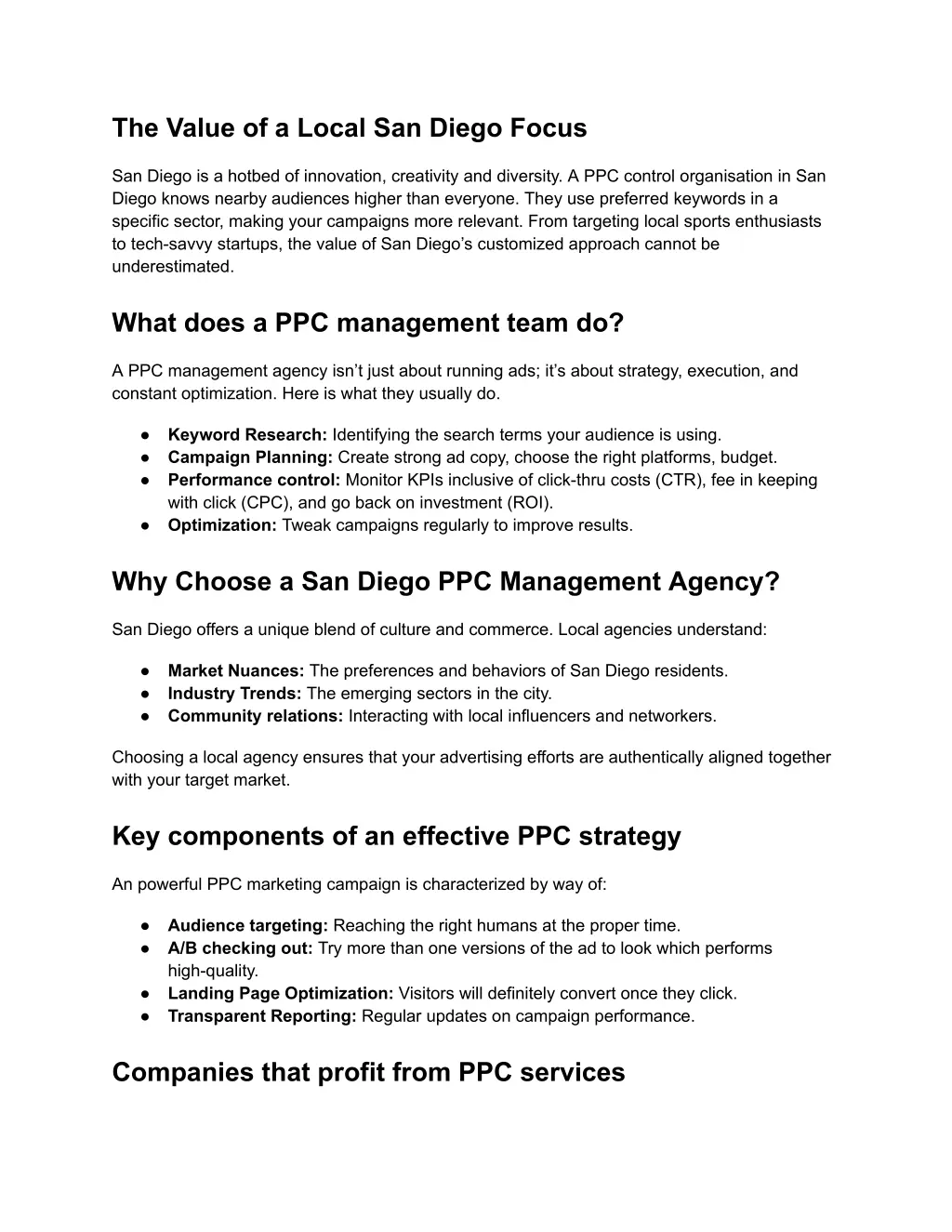 the value of a local san diego focus