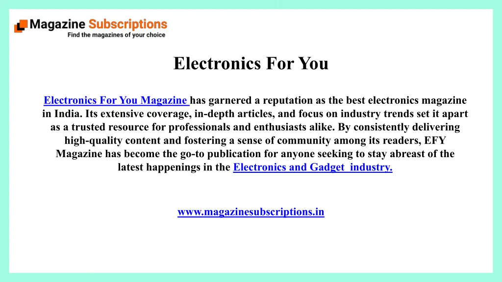 electronics for you