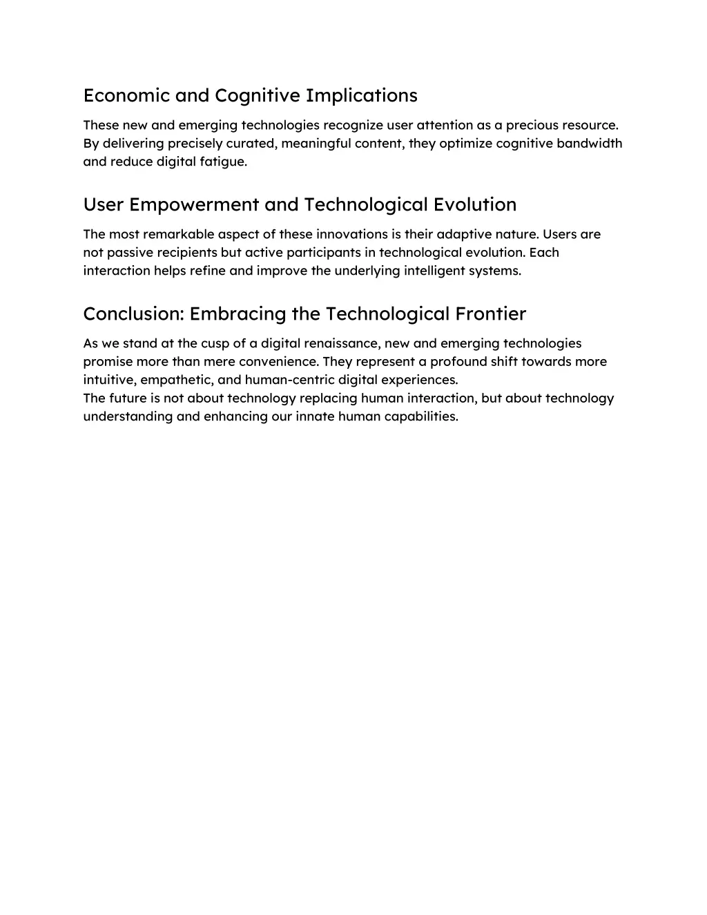economic and cognitive implications