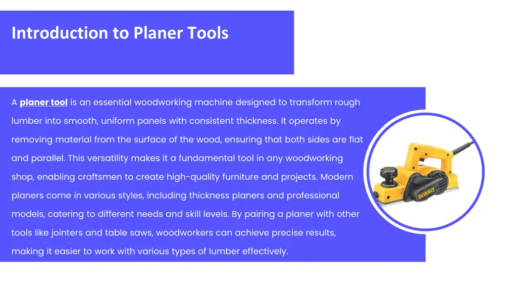 introduction to planer tools