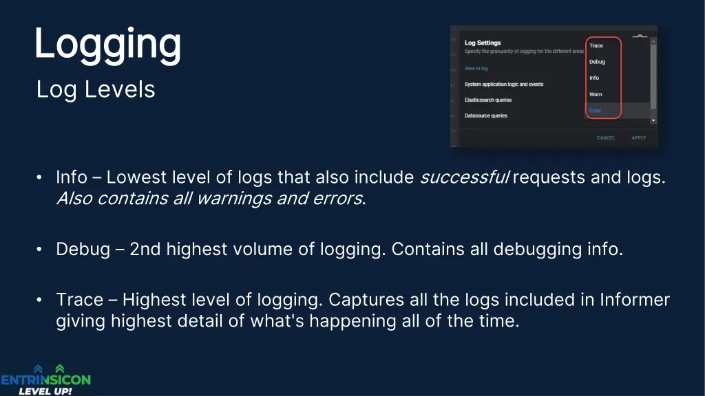 logging logging log levels 1