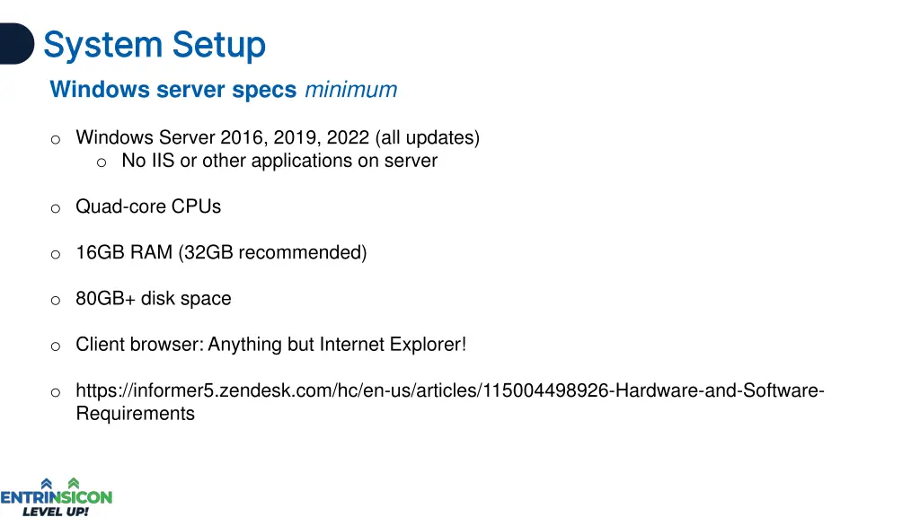 system setup system setup windows server specs