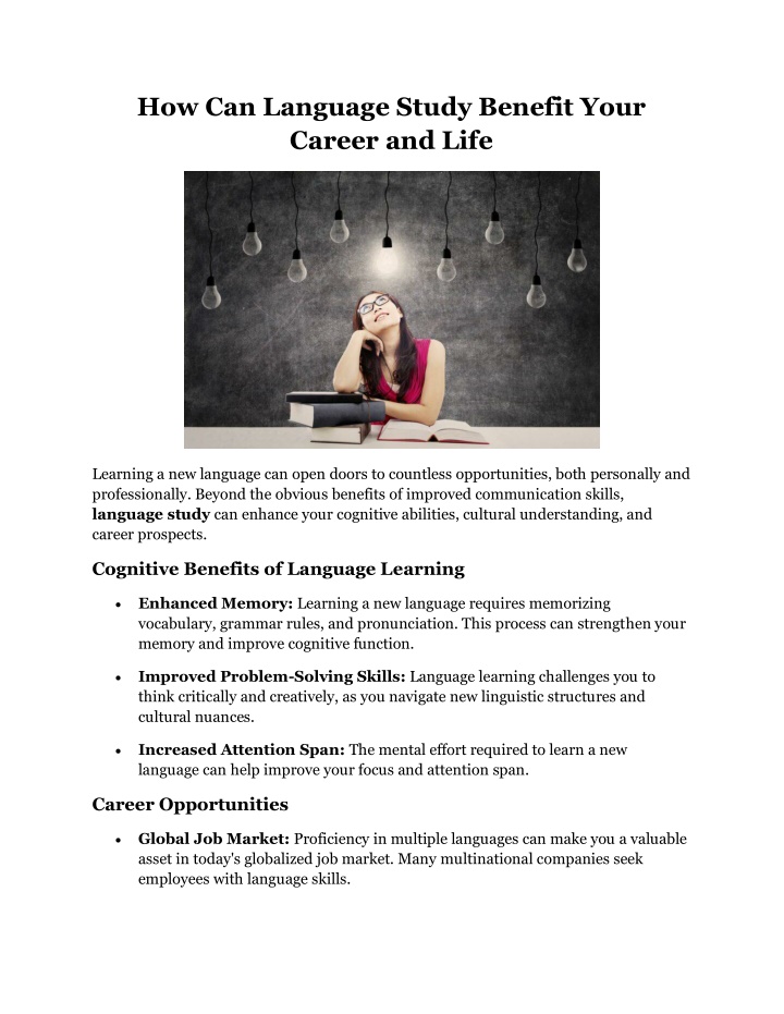 how can language study benefit your career