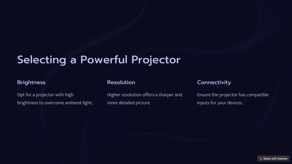 selecting a powerful projector