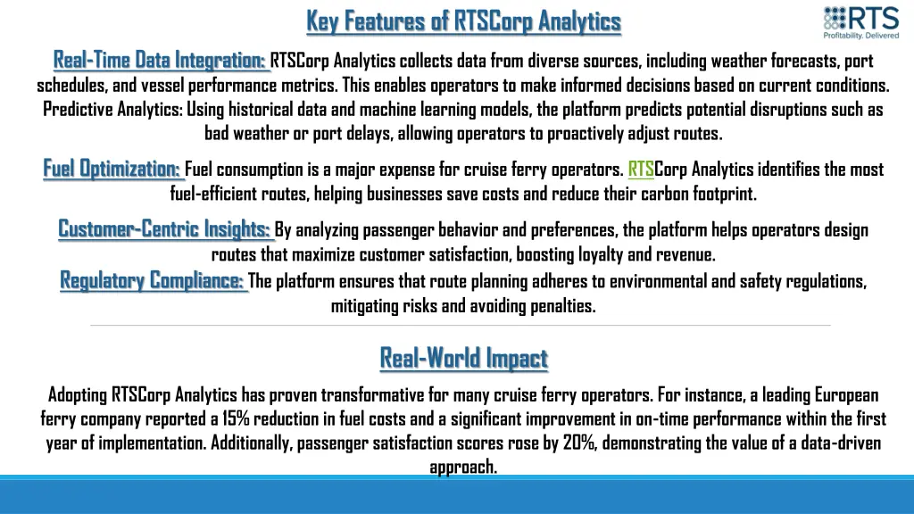 key features of rtscorp analytics