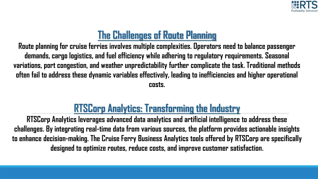 the challenges of route planning