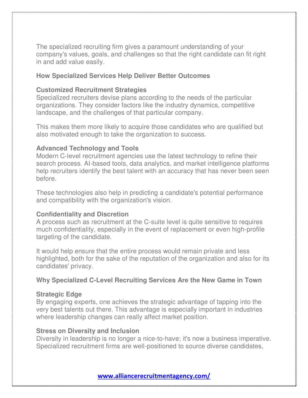 the specialized recruiting firm gives a paramount