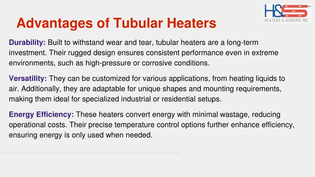 advantages of tubular heaters