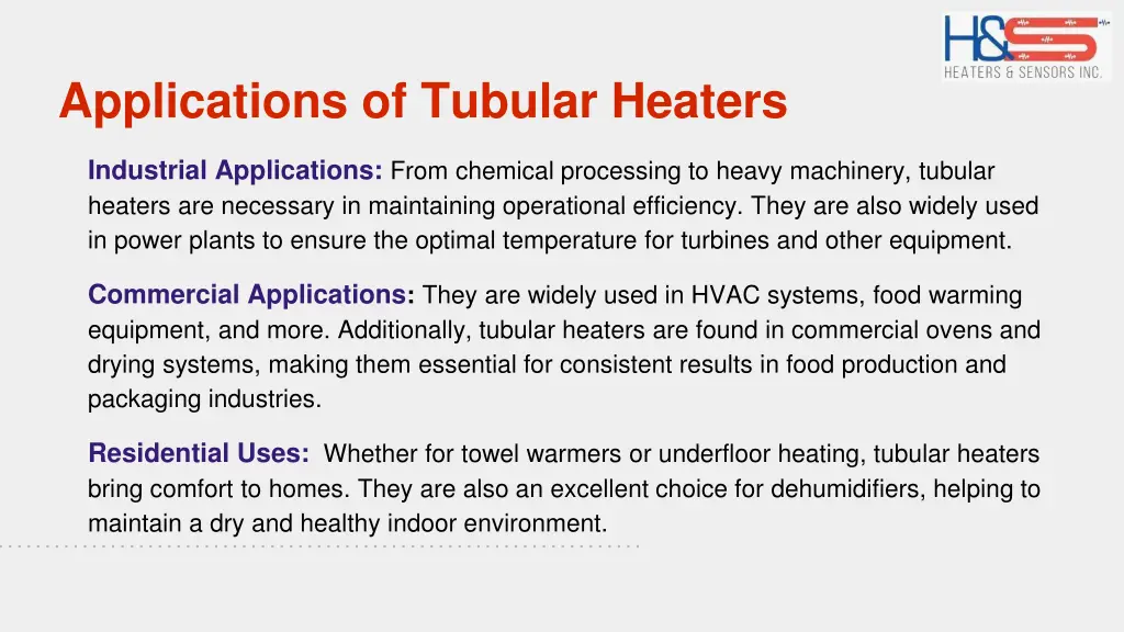 applications of tubular heaters