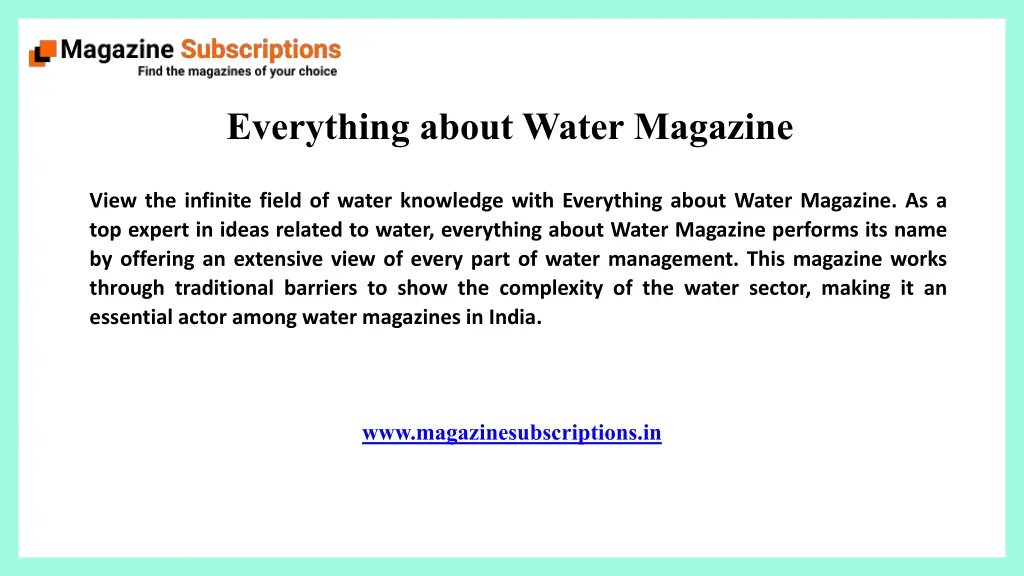 everything about water magazine