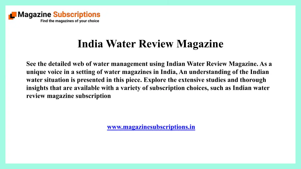 india water review magazine